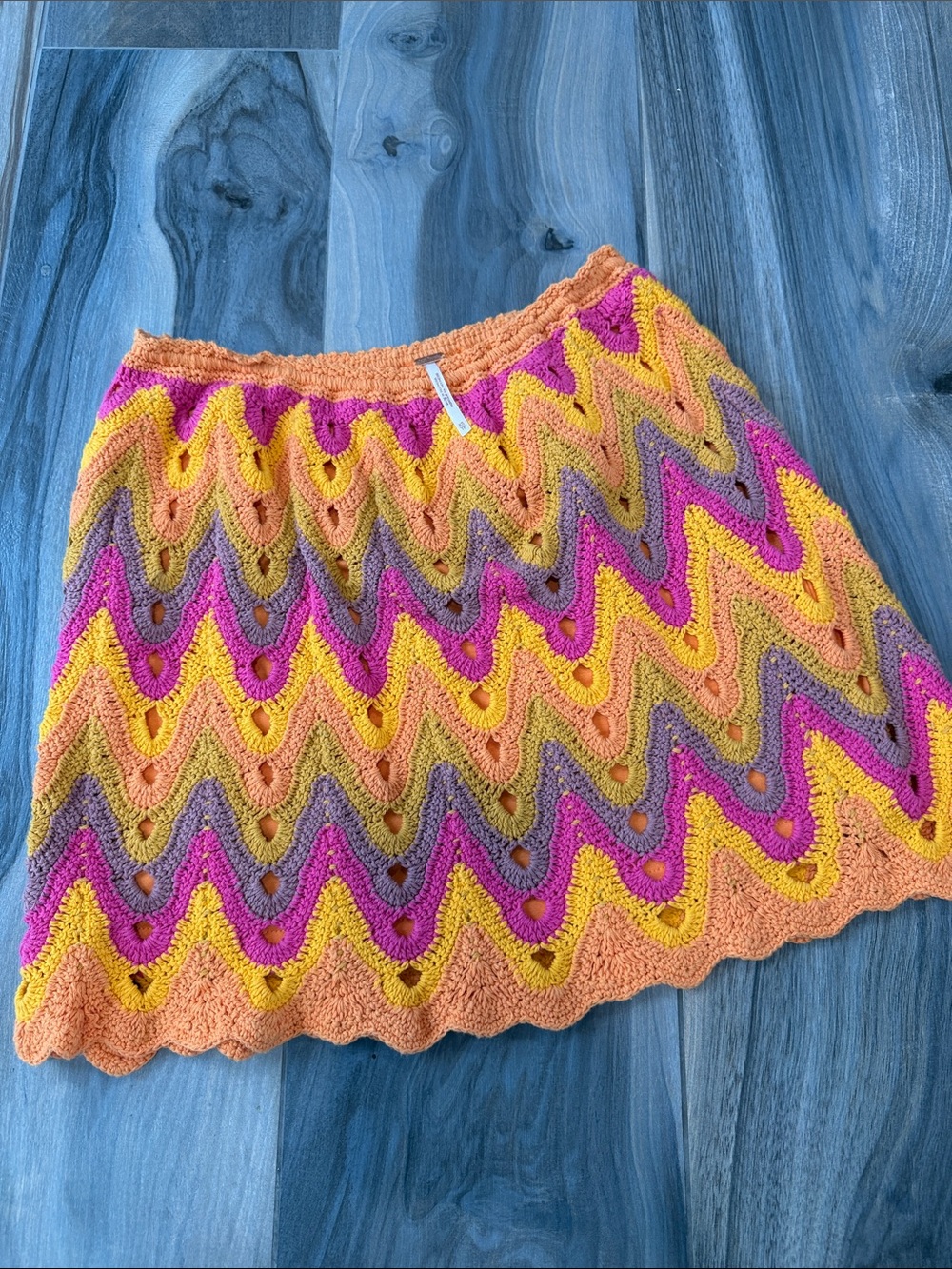 Free people Multicolor Crochet Zigzag Mini Skirt